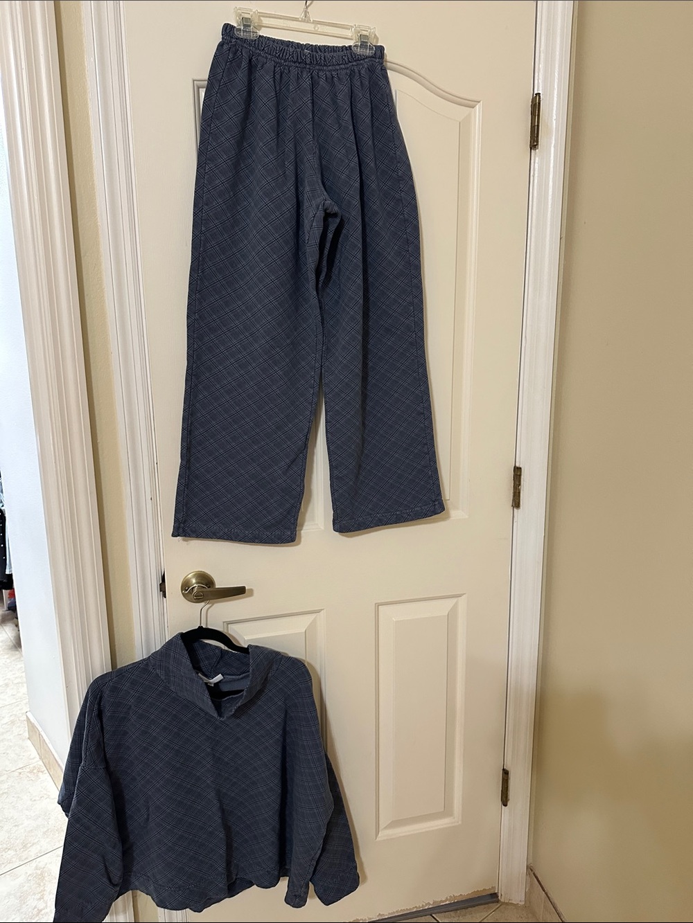 bryn Walker Navy Quilted Track Pants & Pullover Set